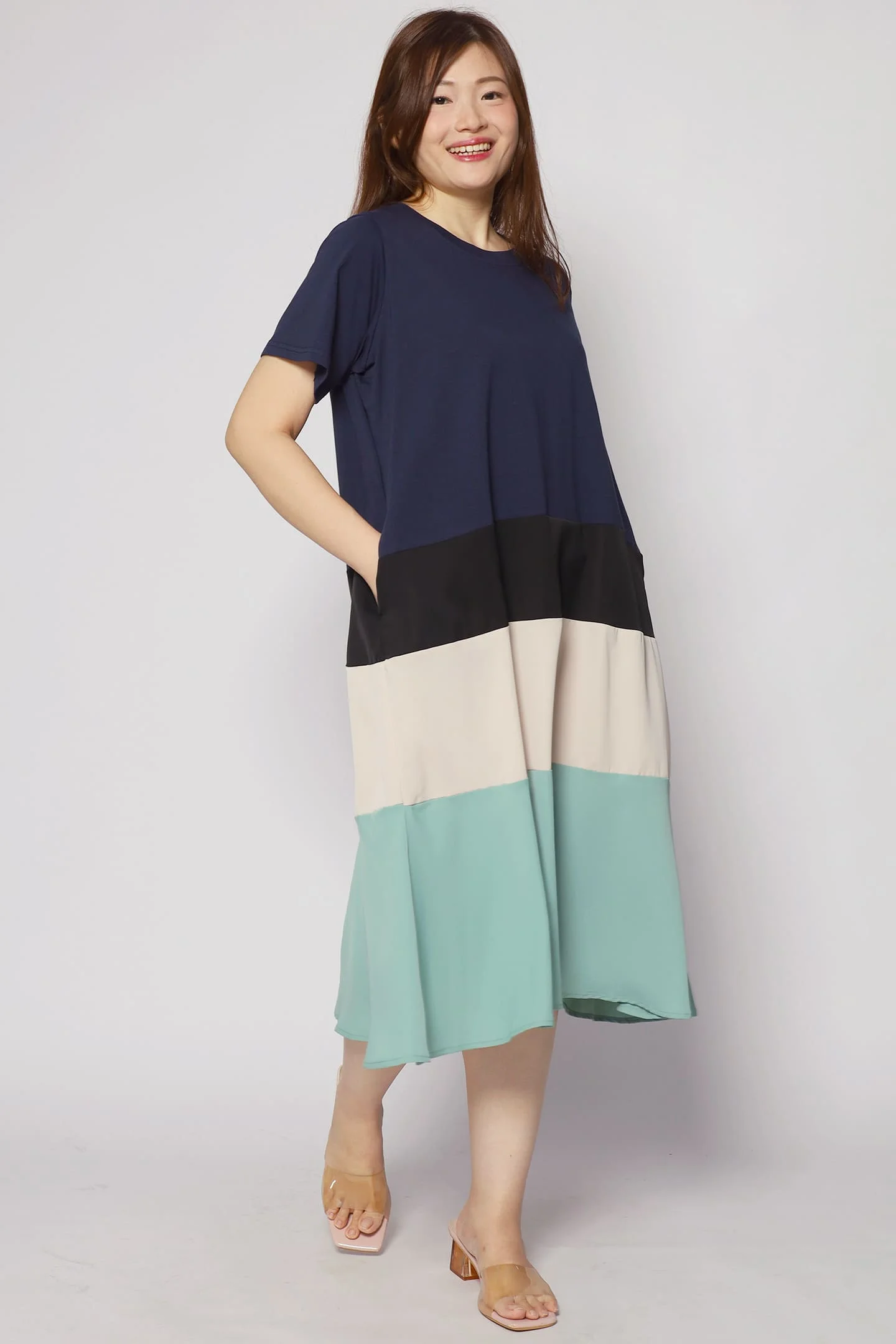 Ivon Colourblock Dress in Blue