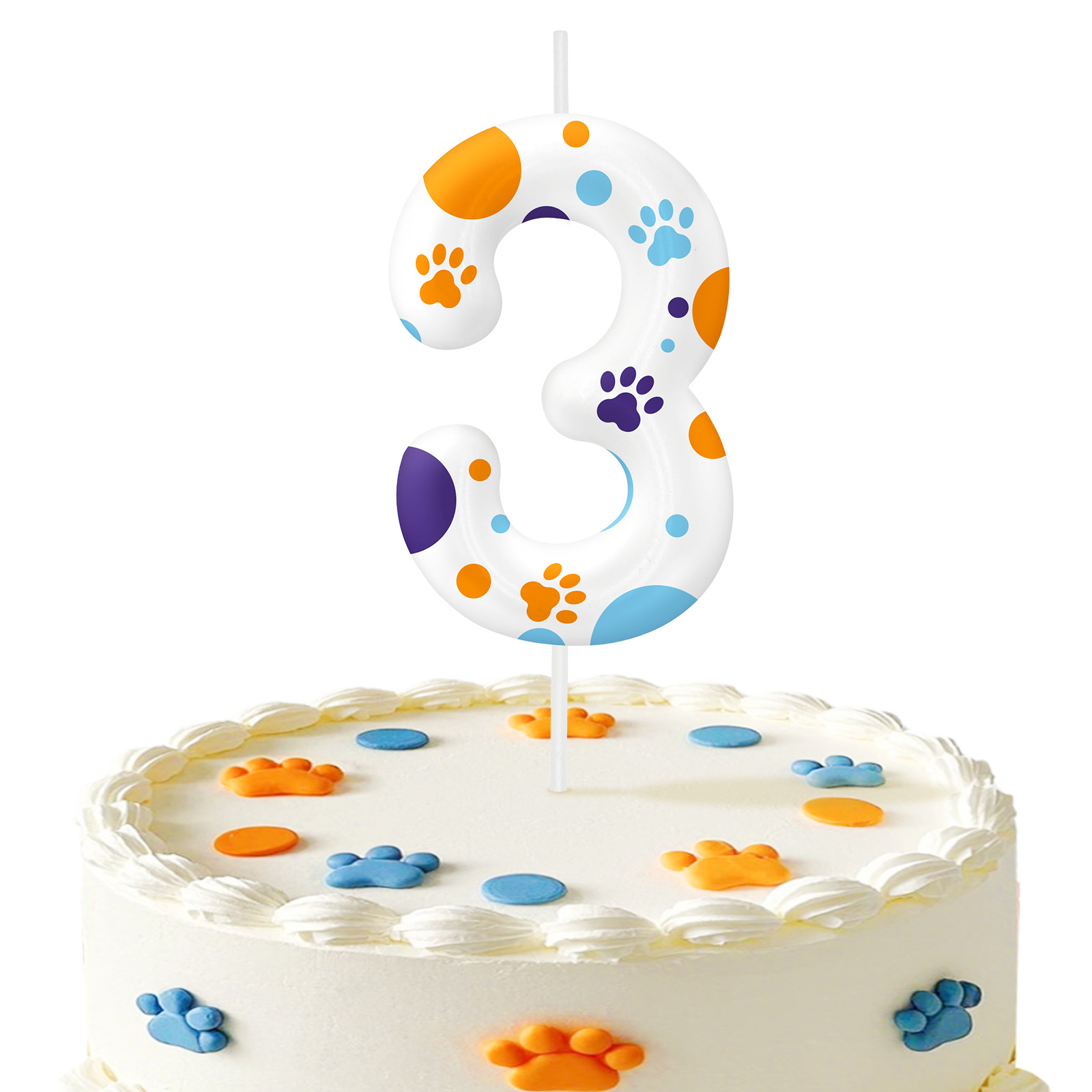 WickAuraMJ Paw Print Birthday Number Candles, Dog Theme Cake Topper Party Decorations for Kids Boys Girls Birthday Celebration
