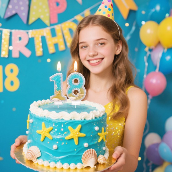 WickAuraMJ Blue Seashell Birthday Number Candles with Ocean Theme Cake Topper, Party Decorations for Kids Boys Girls Beach Mermaid Birthday Celebration